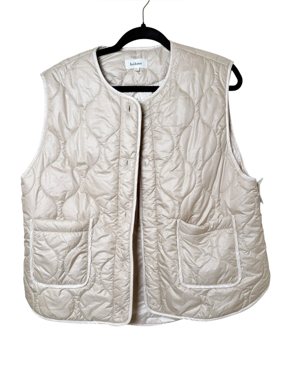 Bohme XL Quilted Sleeveless Vest in Cream